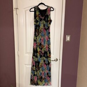 Karen Kane Multicolor Leaf Print Maxi Dress